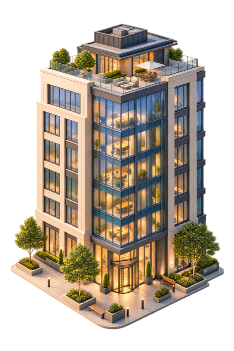 A warm contemporary office building